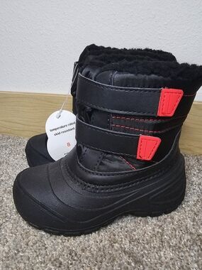 Kids Black Winter Boots with Red Accents - Brand